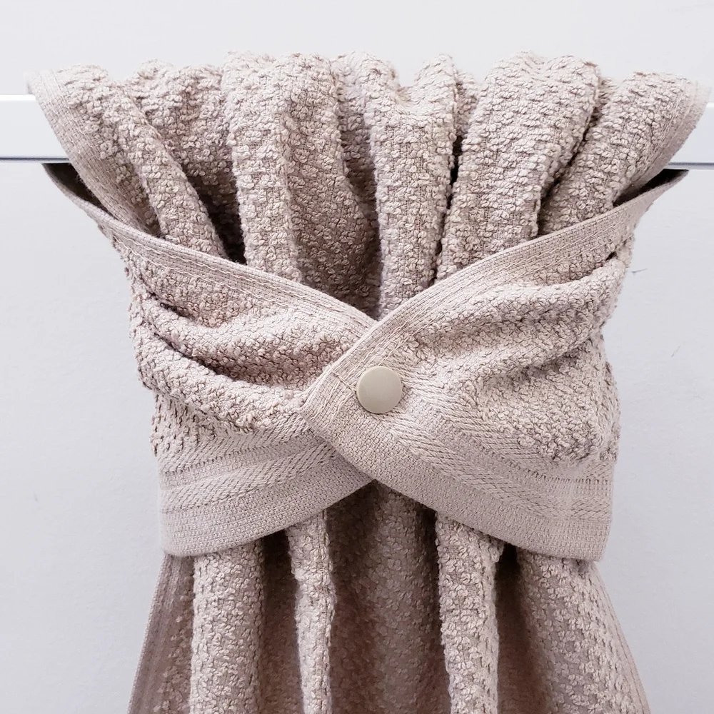 ❤️NEW! 9053 ■TAN Hang'N'Snap HAND Towel *Select snap🤍